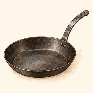 Gezeichnete Skizze: Eisenpfanne