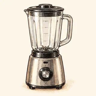 Gezeichnete Skizze: Mixer mit Kochfunktion
