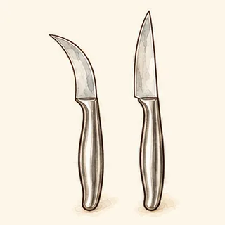 Gezeichnete Skizze: Schälmesser